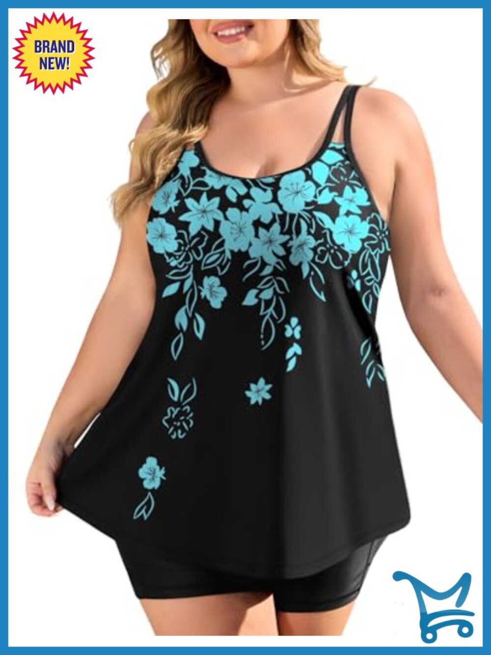 Plus Size Tankini Swimsuits Two Piece Bathing Suit with Boyshorts
